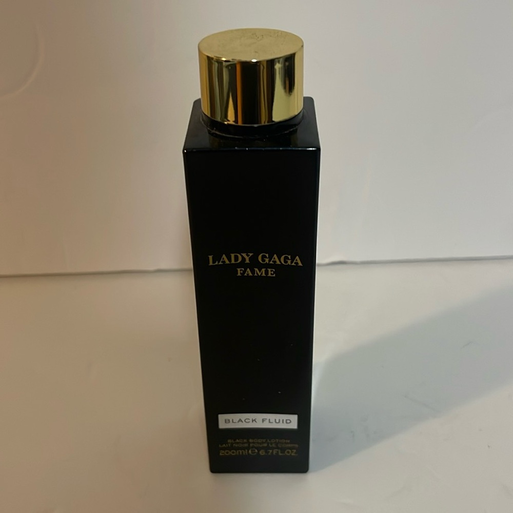 Lady Gaga fame, black fluid body lotion